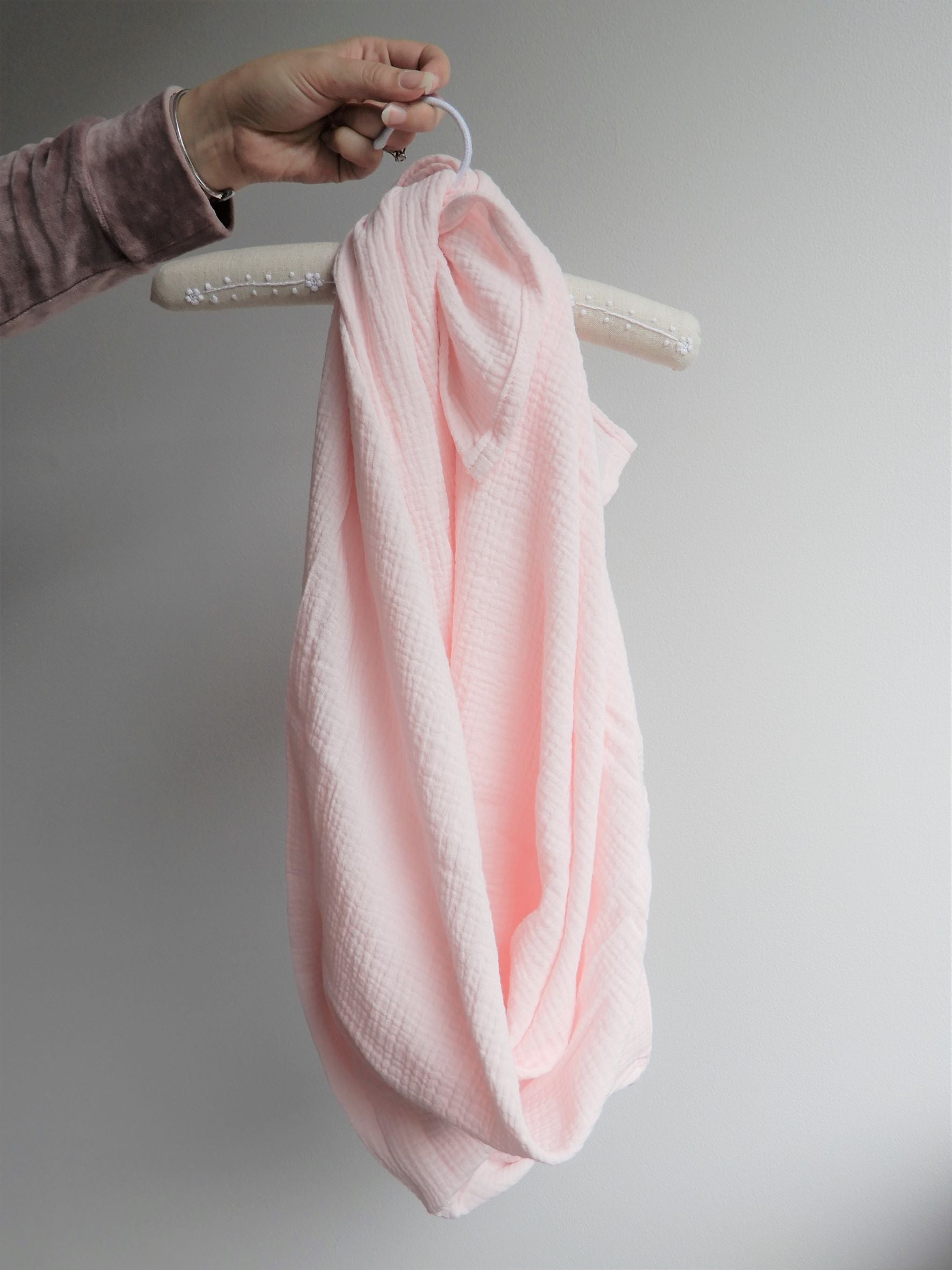 Pink muslin hung